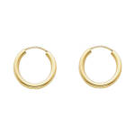 14K 2mm Round Tube Hoop Earrings
