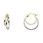 14K 2 Line Hollow Hoop Earrings