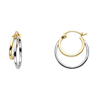 14K 2 Line Hollow Hoop Earrings