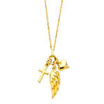 14K Cross, Heart, WING Necklace