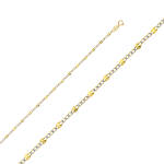 14K 2.5mm Stamped Figaro 3+1 White Pave