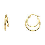 14K 2 Line Hollow Hoop Earrings