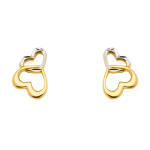 14K 2Heart Earrings with Push Back