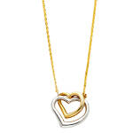 14K 2Color Double Heart Necklace